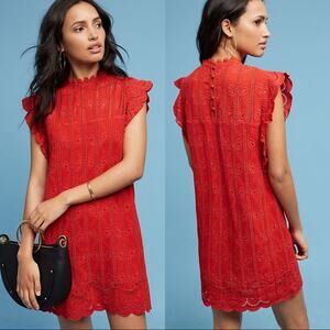 Anthropologie Tularosa Chetna Red Lace Tunic Dress